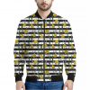 Yellow Daffodil Striped Pattern Print Bomber Jacket