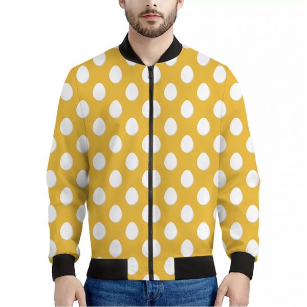 Yellow Eggs Pattern Print Bomber Jacket