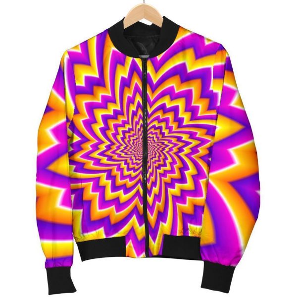 Yellow Expansion Moving Optical Illusion Bomber Jacket