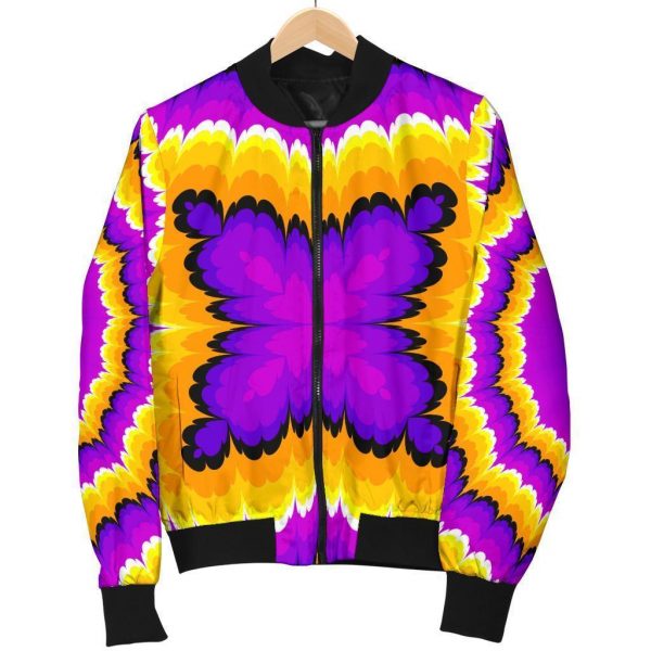 Yellow Explosion Moving Optical Illusion Bomber Jacket