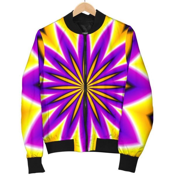 Yellow Flower Moving Optical Illusion Bomber Jacket