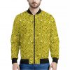 Yellow Geometric Banana Pattern Print Bomber Jacket