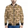 Yellow Monstera Leaves Pattern Print Bomber Jacket