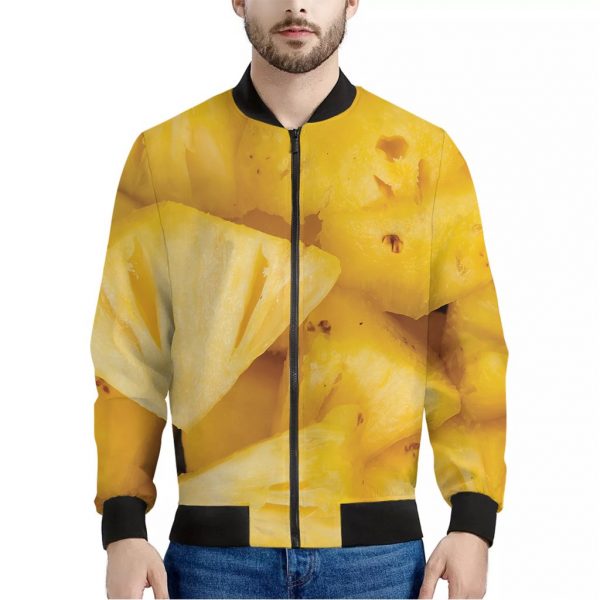 Yellow Pineapple Pieces Print Bomber Jacket