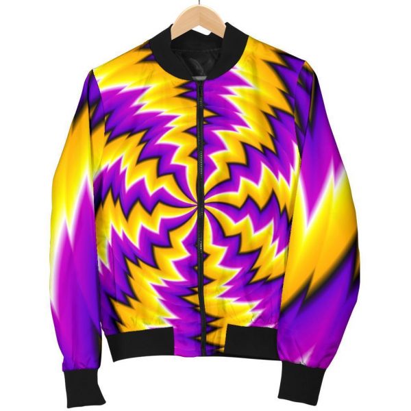 Yellow Vortex Moving Optical Illusion Bomber Jacket