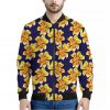 Yellow Watercolor Lily Pattern Print Bomber Jacket