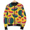 Yellow Watermelon Pieces Pattern Print Bomber Jacket