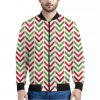 Zigzag Merry Christmas Pattern Print Bomber Jacket