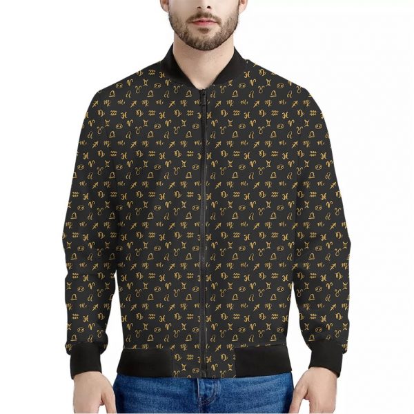 Zodiac Astrological Signs Pattern Print Bomber Jacket