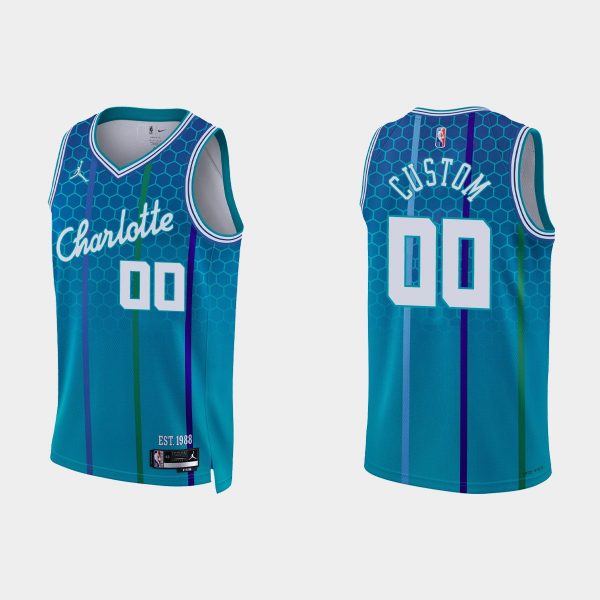 2021-22 Charlotte Hornets No. 00 Custom 75th Anniversary City Blue Jersey