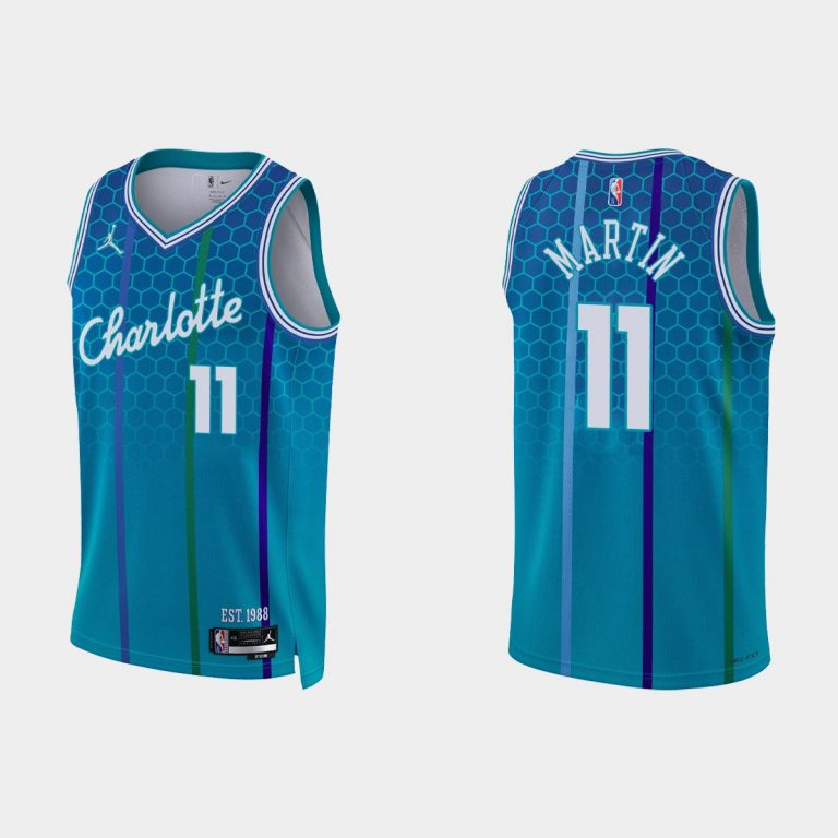 2021-22 Charlotte Hornets No. 11 Cody Martin 75th Anniversary City Blue Jersey