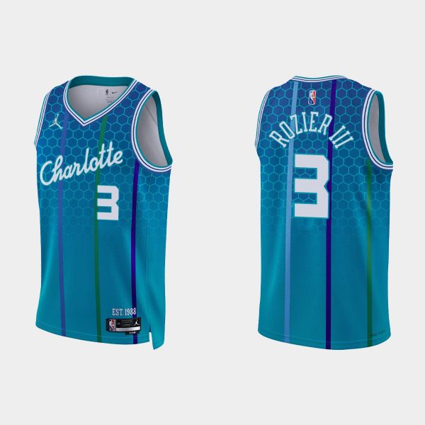 2021-22 Charlotte Hornets No. 3 Terry Rozier III 75th Anniversary City Blue Jersey