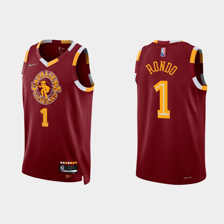 2021-22 Cleveland Cavaliers No. 1 Rajon Rondo 75th Anniversary City Red Jersey