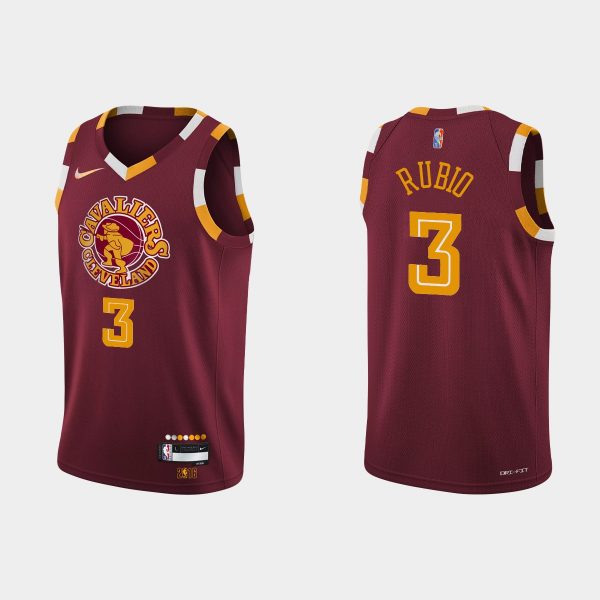 2021-22 Cleveland Cavaliers No. 3 Ricky Rubio 75th Anniversary City Wine Jersey