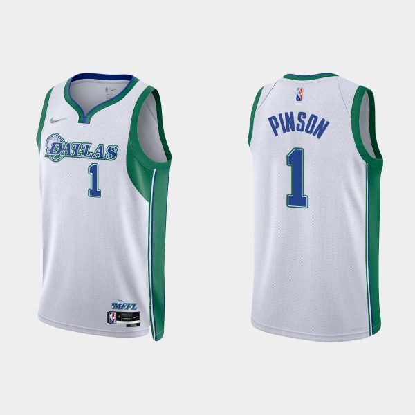 2021-22 Dallas Mavericks No. 1 Theo Pinson 75th Anniversary City White Jersey