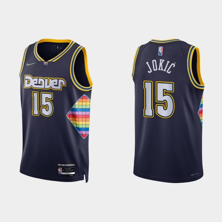 2021-22 Denver Nuggets No. 15 Nikola Jokic 75th Anniversary City Navy Jersey