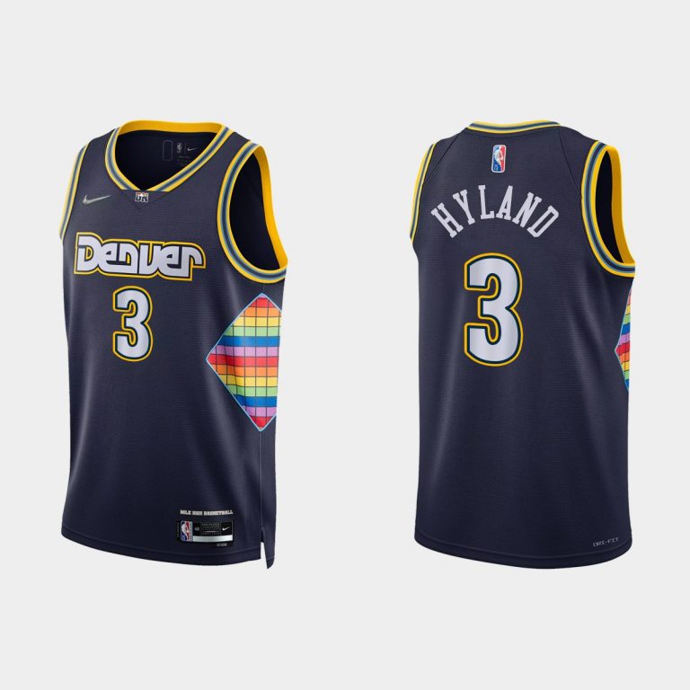 2021-22 Denver Nuggets No. 3 Nah'Shon Hyland 75th Anniversary City Navy Jersey