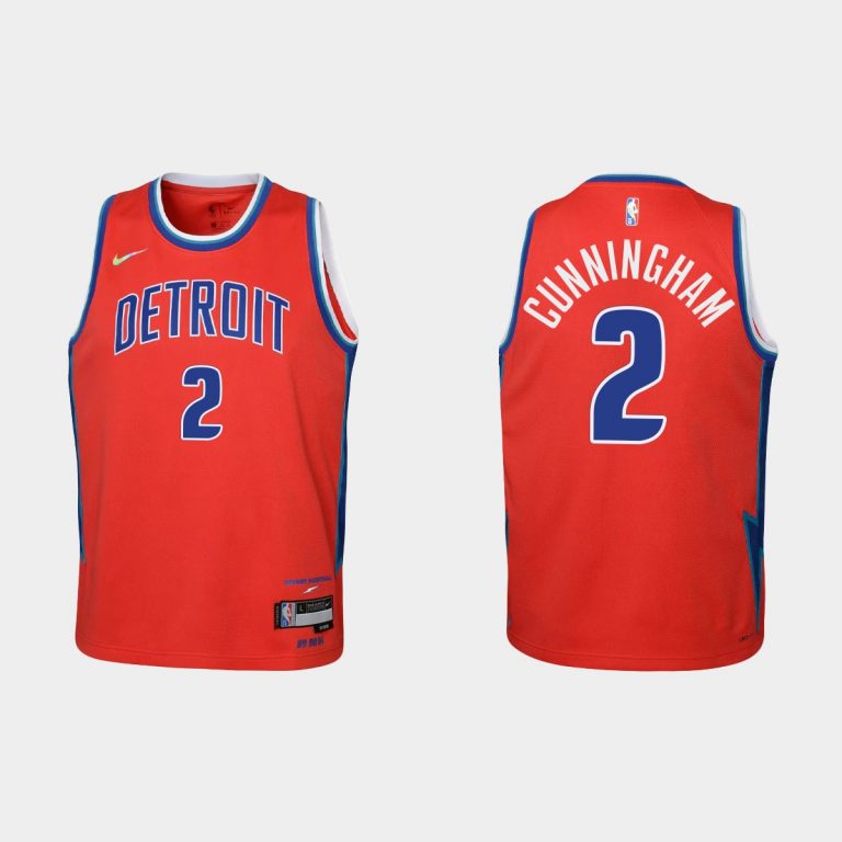 2021-22 Detroit Pistons #2 Cade Cunningham 75th Anniversary City Red Jersey Youth