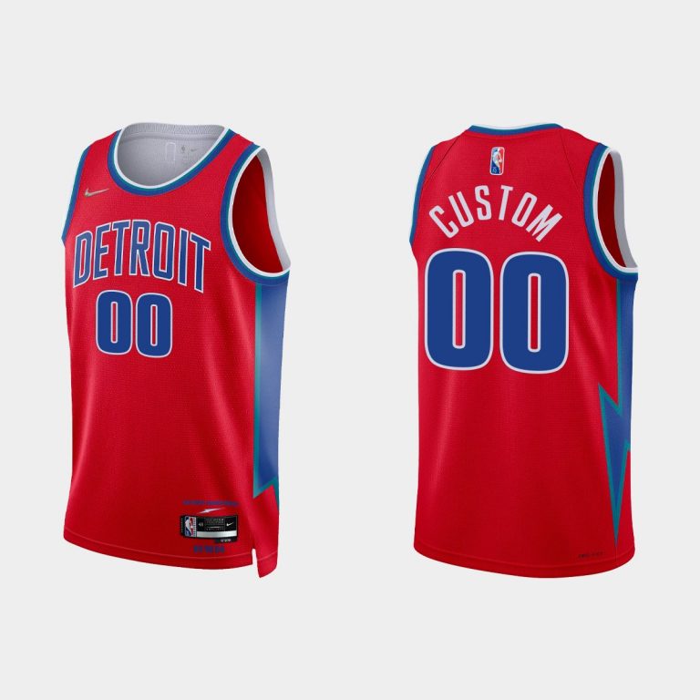 2021-22 Detroit Pistons No. 00 Custom 75th Anniversary City Red Jersey