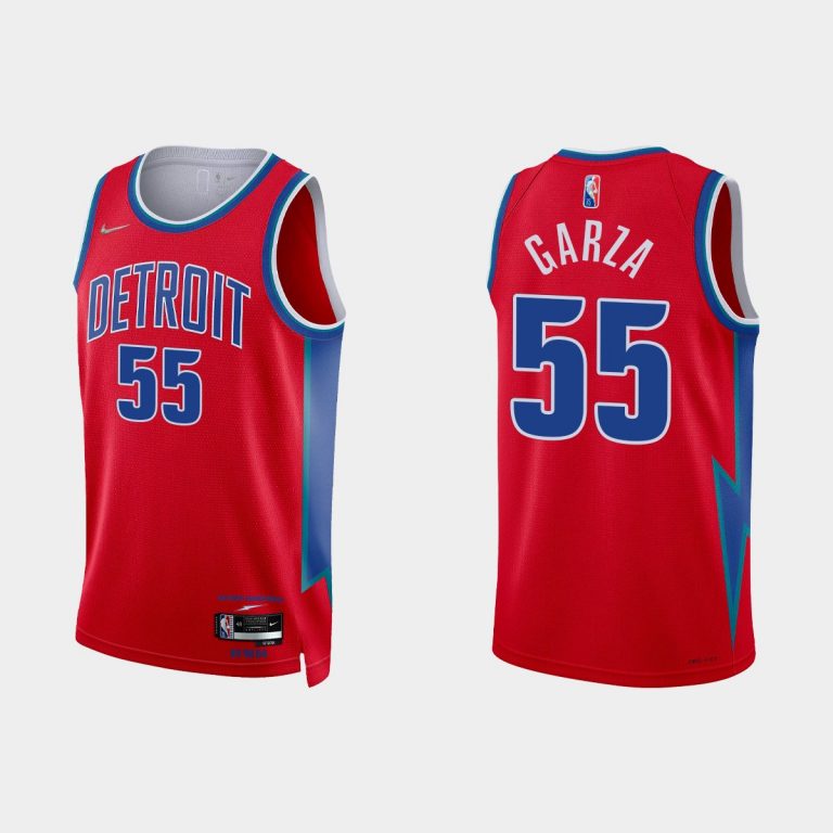 2021-22 Detroit Pistons No. 55 Luka Garza 75th Anniversary City Red Jersey