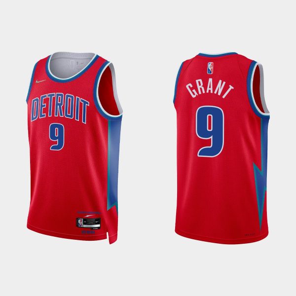 2021-22 Detroit Pistons No. 9 Jerami Grant 75th Anniversary City Red Jersey