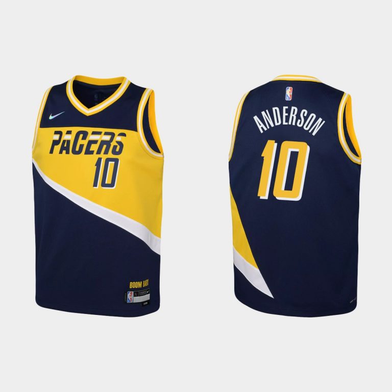 2021-22 Indiana Pacers #10 Justin Anderson 75th Anniversary City Navy Jersey Youth