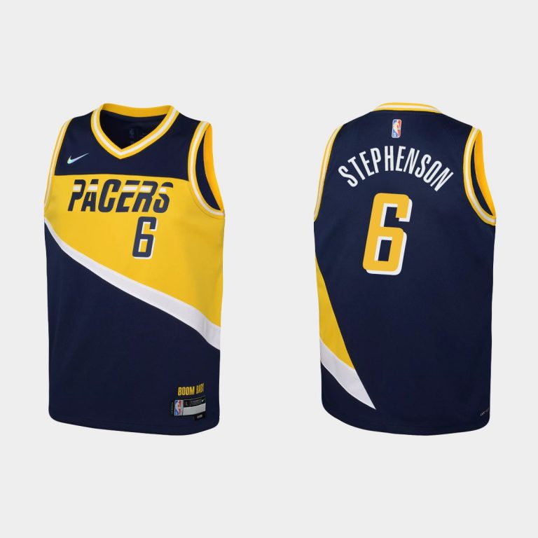 2021-22 Indiana Pacers #6 Lance Stephenson 75th Anniversary City Navy Jersey Youth