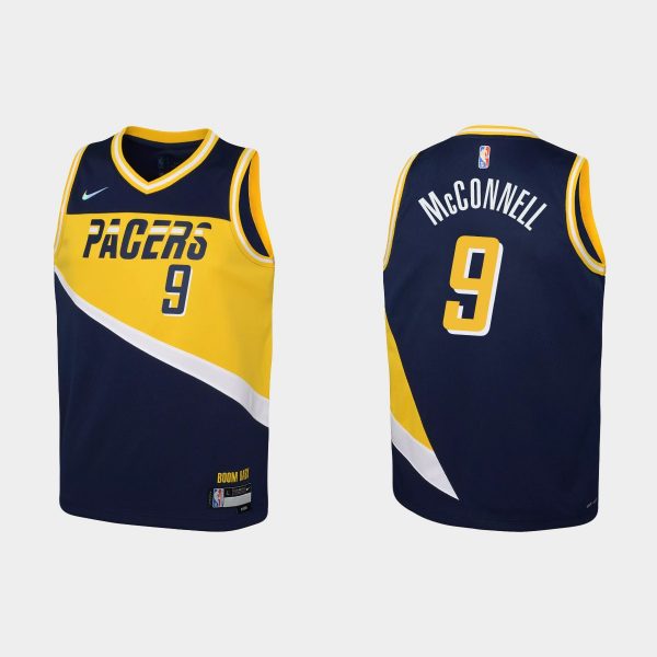2021-22 Indiana Pacers #9 T.J. McConnell 75th Anniversary City Navy Jersey Youth