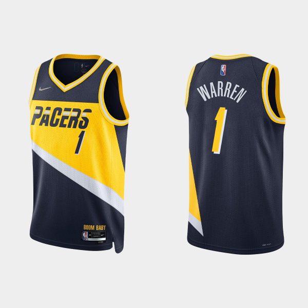 2021-22 Indiana Pacers No. 1 T.J. Warren 75th Anniversary City Black Jersey