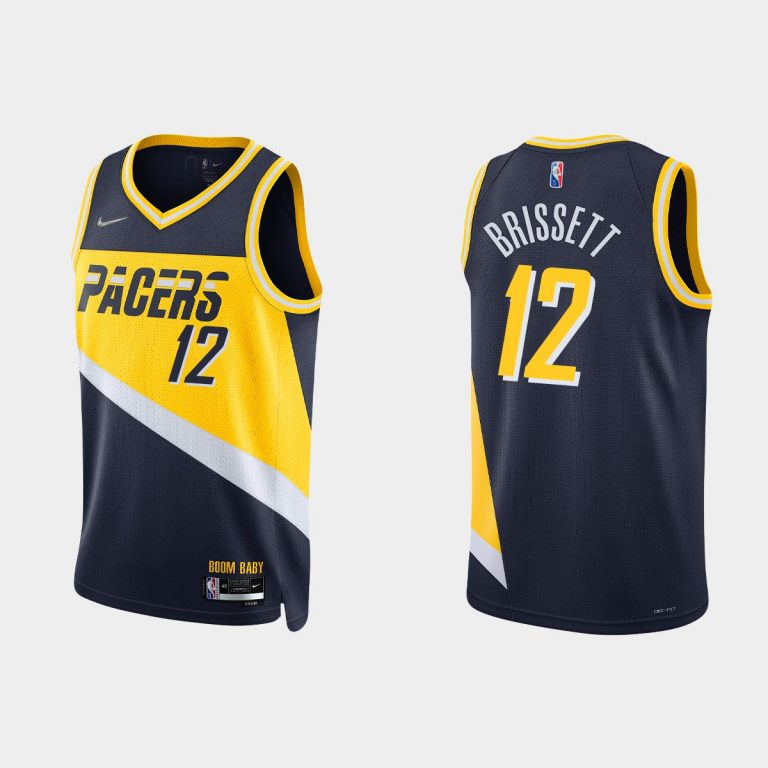 2021-22 Indiana Pacers No. 12 Oshae Brissett 75th Anniversary City Black Jersey