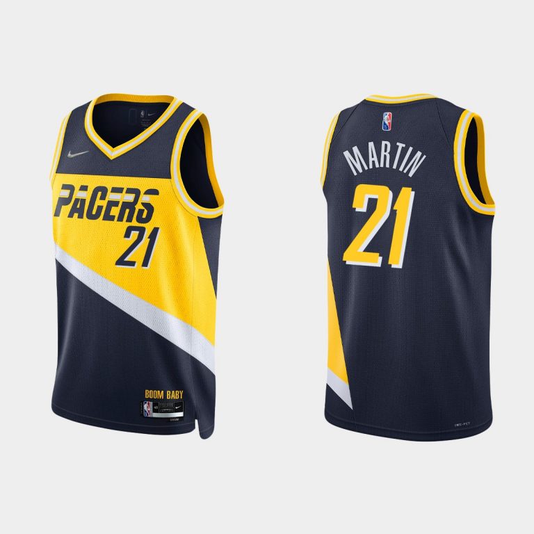 2021-22 Indiana Pacers No. 21 Kelan Martin 75th Anniversary City Black Jersey