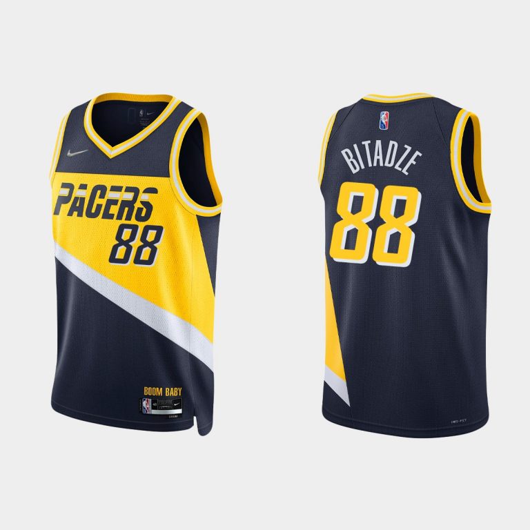 2021-22 Indiana Pacers No. 88 Goga Bitadze 75th Anniversary City Black Jersey