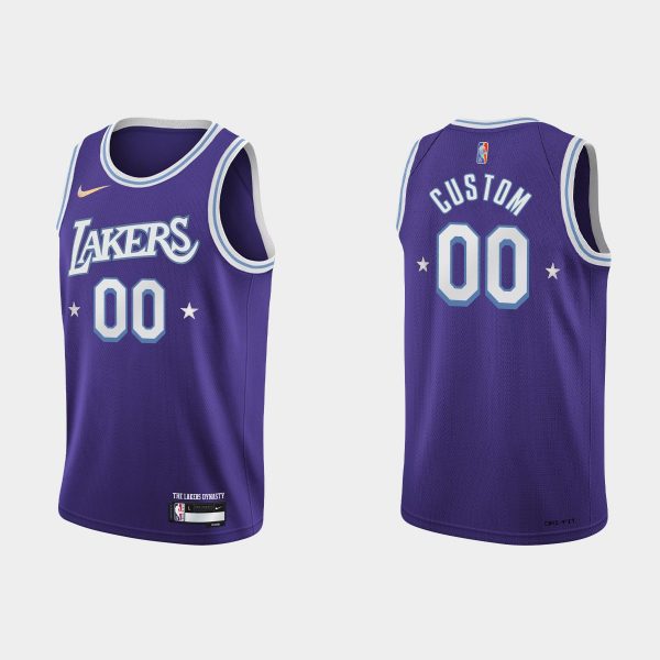 2021-22 Los Angeles Lakers No. 00 Custom 75th Anniversary City Purple Jersey