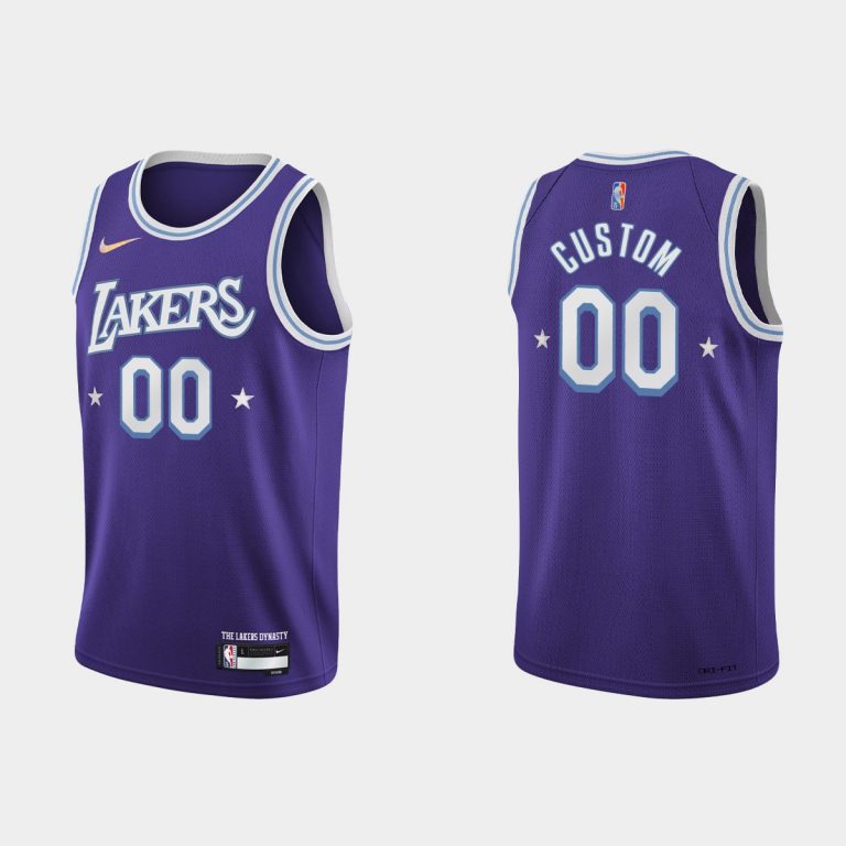 2021-22 Los Angeles Lakers No. 00 Custom 75th Anniversary City Purple Jersey