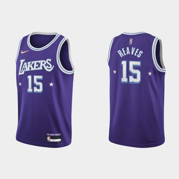 2021-22 Los Angeles Lakers No. 15 Austin Reaves 75th Anniversary City Purple Jersey