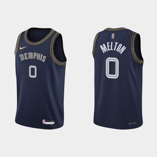 2021-22 Memphis Grizzlies No. 0 De'Anthony Melton 75th Anniversary City Navy Jersey