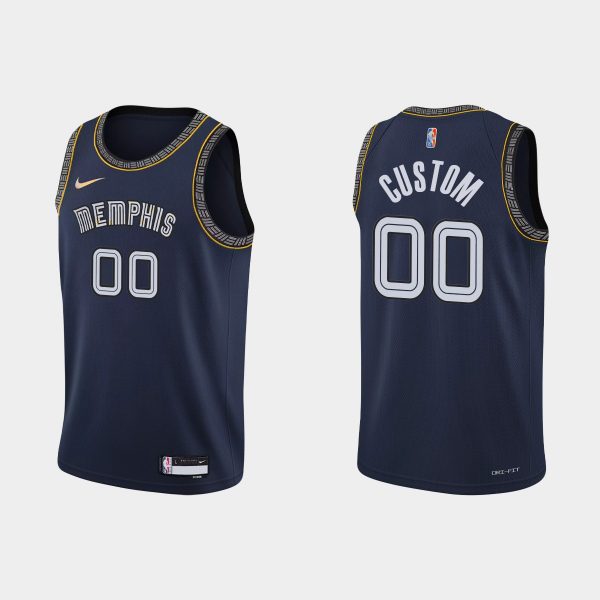 2021-22 Memphis Grizzlies No. 00 Custom 75th Anniversary City Navy Jersey