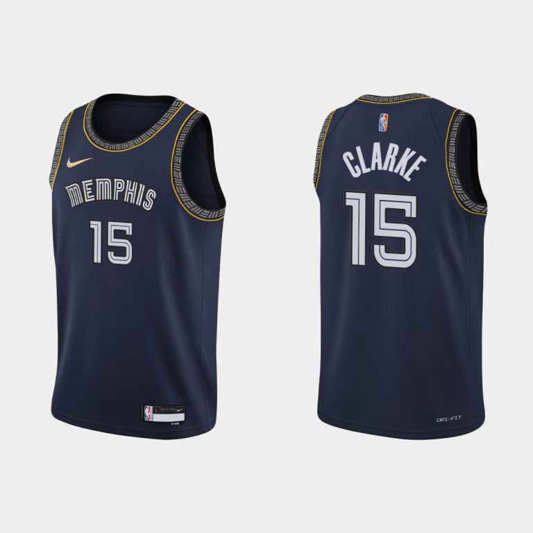 2021-22 Memphis Grizzlies No. 15 Brandon Clarke 75th Anniversary City Navy Jersey