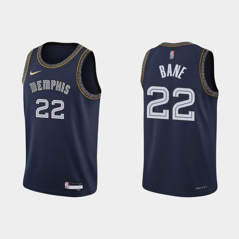 2021-22 Memphis Grizzlies No. 22 Desmond Bane 75th Anniversary City Navy Jersey