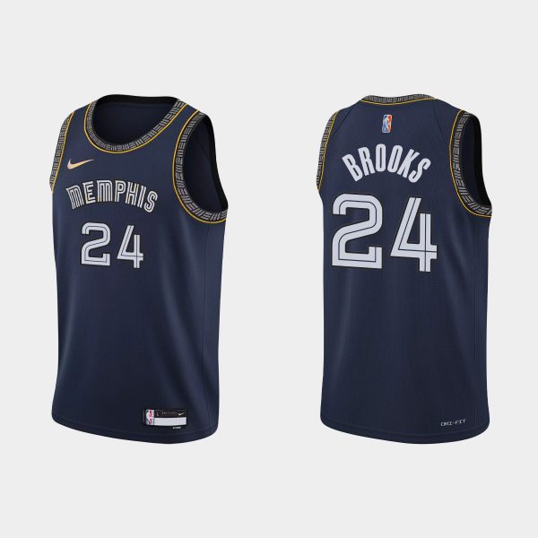 2021-22 Memphis Grizzlies No. 24 Dillon Brooks 75th Anniversary City Navy Jersey