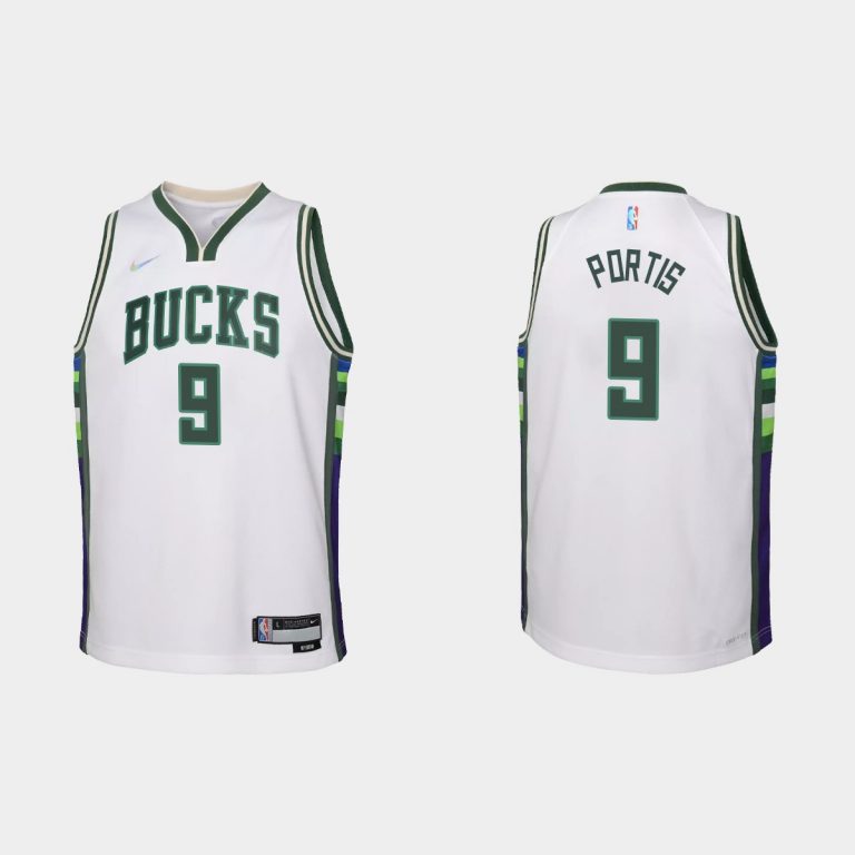 2021-22 Milwaukee Bucks #9 Bobby Portis 75th Anniversary City White Jersey Youth