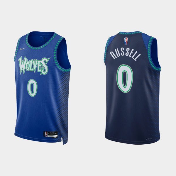2021-22 Minnesota Timberwolves No. 0 D'Angelo Russell 75th Anniversary City Royal Jersey