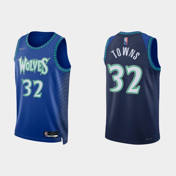 2021-22 Minnesota Timberwolves No. 32 Karl-Anthony Towns 75th Anniversary City Royal Jersey