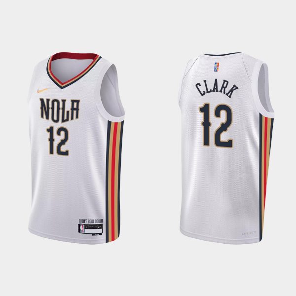 2021-22 New Orleans Pelicans No. 12 Gary Clark 75th Anniversary City White Jersey