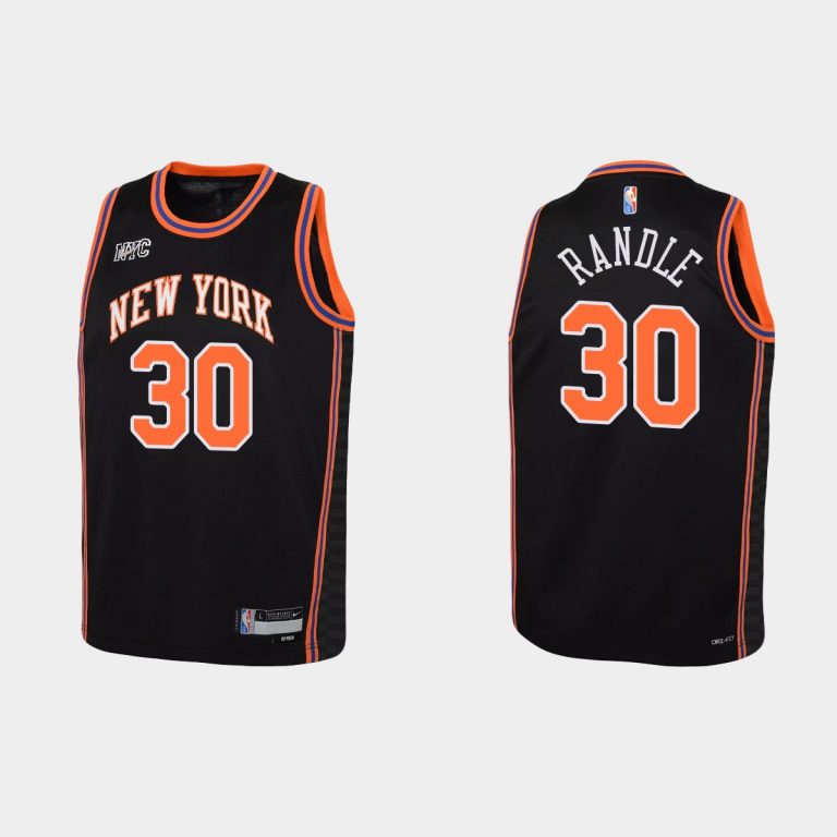 2021-22 New York Knicks #30 Julius Randle 75th Anniversary City Black Jersey Youth