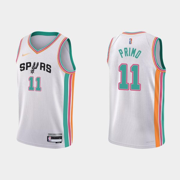 2021-22 San Antonio Spurs No. 11 Joshua Primo 75th Anniversary City White Jersey