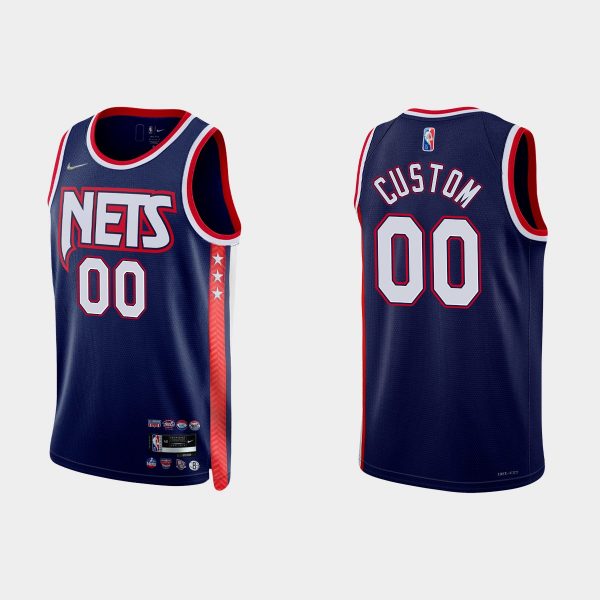 Brooklyn Nets #00 Custom 2021-22 NBA 75th Anniversary City Navy Jersey