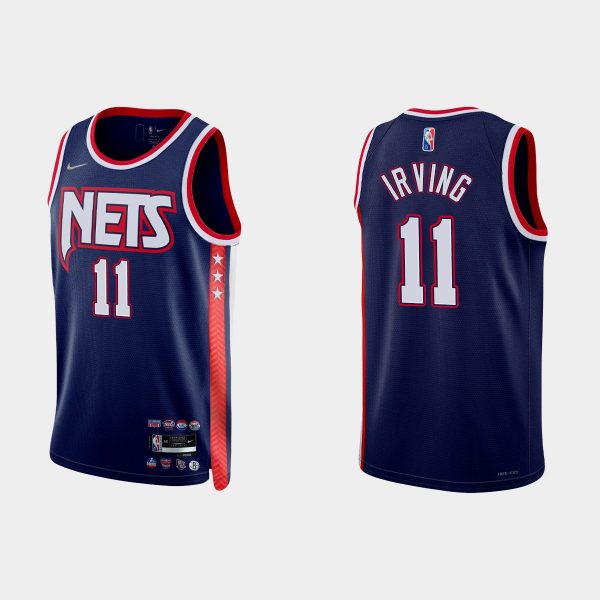 Brooklyn Nets #11 Kyrie Irving 2021-22 NBA 75th Anniversary City Navy Jersey