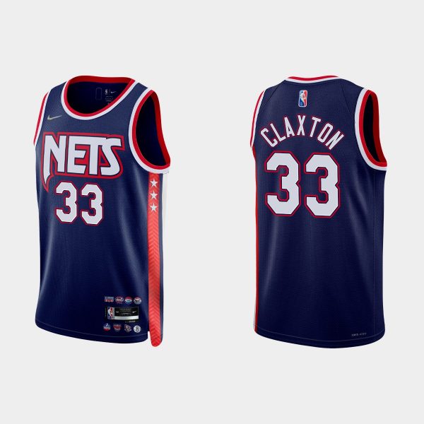 Brooklyn Nets #33 Nicolas Claxton 2021-22 NBA 75th Anniversary City Navy Jersey