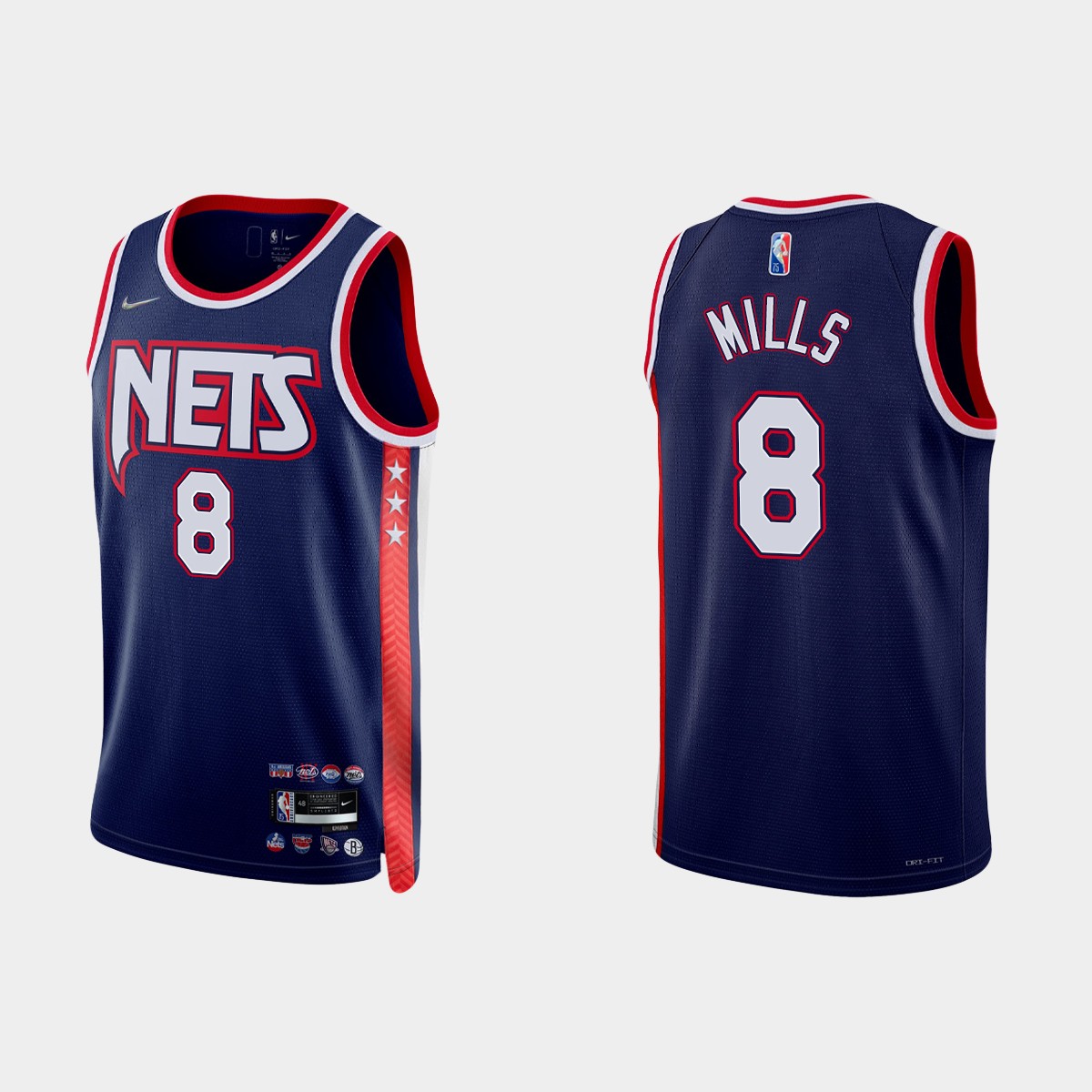 Brooklyn Nets #8 Patty Mills 2021-22 NBA 75th Anniversary City Navy ...